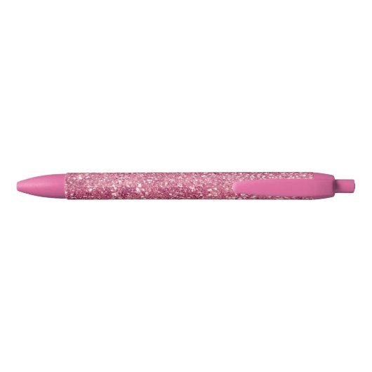 Girly Pink Glitter Sparkle Glitz        Zwarte Inkt Pen (Achterkant)