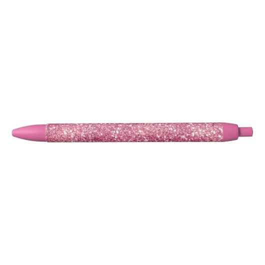 Girly Pink Glitter Sparkle Glitz        Zwarte Inkt Pen (Voorkant)