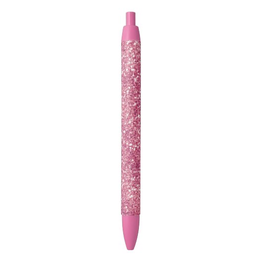 Girly Pink Glitter Sparkle Glitz        Zwarte Inkt Pen (Voorkant Verticaal)