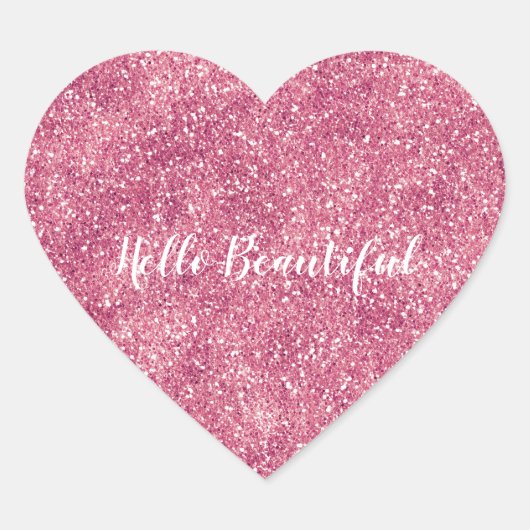 Girly Pink Glitter Sparkle Hart Sticker (Voorkant)