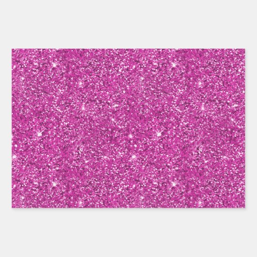 Girly Pink Glitter Sparkle Inpakpapier Vel (Voorkant 3)