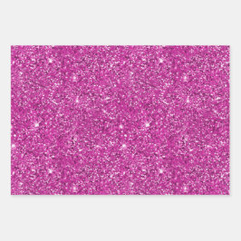 Girly Pink Glitter Sparkle Inpakpapier Vel