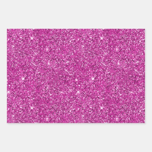 Girly Pink Glitter Sparkle Inpakpapier Vel (Voorkant)