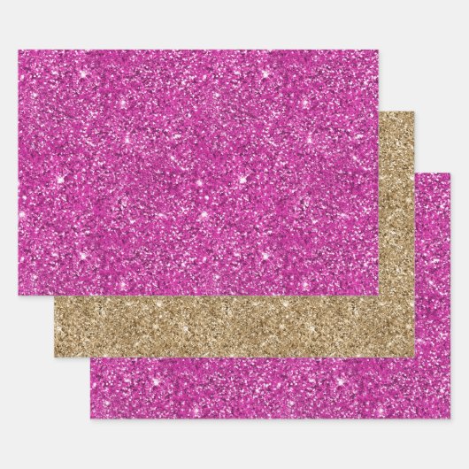 Girly Pink Glitter Sparkle Inpakpapier Vel (Set)