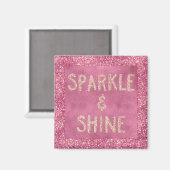 Girly Pink Glitter Sparkle Magneet (Voorkant / Achterkant)