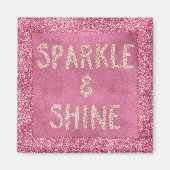 Girly Pink Glitter Sparkle Magneet (Voorkant)