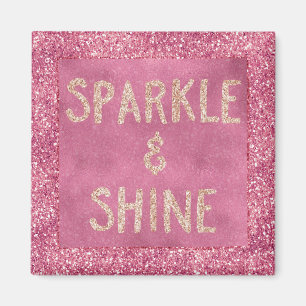 Girly Pink Glitter Sparkle Magneet