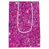 Girly Pink Glitter Sparkle Medium Cadeauzakje (Achterkant)