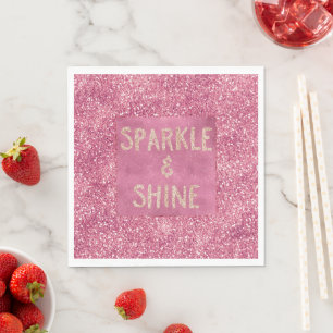 Girly Pink Glitter Sparkle Servet