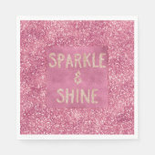 Girly Pink Glitter Sparkle Servet (Voorkant)