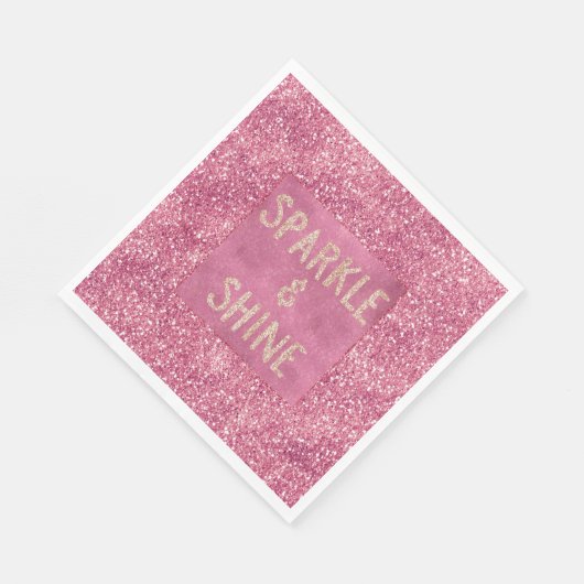 Girly Pink Glitter Sparkle Servet (Hoek)