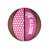 Girly Pink Glitter Sparkle Unicorn - Gepersonalise Basketbal (Verticaal)