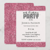 Girly Pink Glitter Sparkle Verjaardag Kaart (Voorkant / Achterkant)