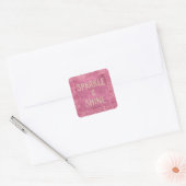 Girly Pink Glitter Sparkle Vierkante Sticker (Envelop)