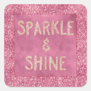 Girly Pink Glitter Sparkle Vierkante Sticker