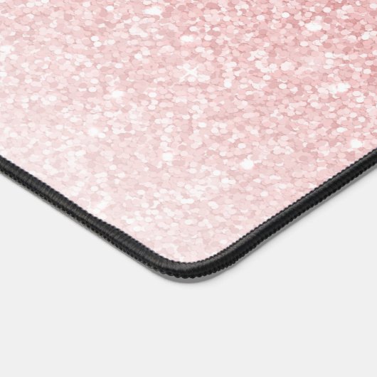 Girly Pink Glitter Sparkles Monogram Script Naam Bureaumat (Hoek)