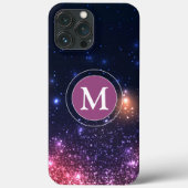 Girly Pink Glitter Sparkly Monogram Case-Mate iPhone Case (Achterkant)