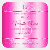 Girly Pink Glitter Stars Product Labels Monogram (Voorkant)