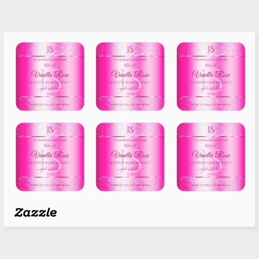 Girly Pink Glitter Stars Product Labels Monogram (Vel)