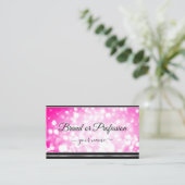 Girly Pink Glitter Sterren Zwart en Zilveren Rand Visitekaartje (Staand voorkant)