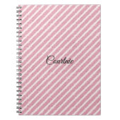 Girly Pink Glitter Stripes Notitieboek (Voorkant)