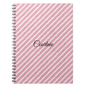 Girly Pink Glitter Stripes Notitieboek