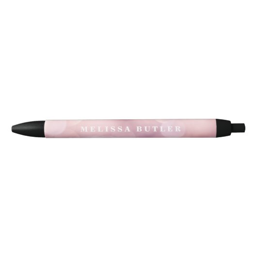 Girly Pink Glitter Trendy Black Ink Pen (Voorkant)