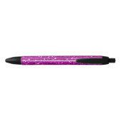 Girly Pink Glitter Trendy Zwarte Inkt Pen (Achterkant)