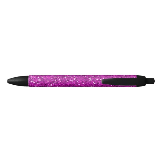 Girly Pink Glitter Trendy Zwarte Inkt Pen (Achterkant)