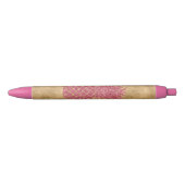 Girly Pink Glitter Tropische Ananas Gouden Glans Zwarte Inkt Pen (Voorkant)