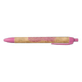 Girly Pink Glitter Tropische Ananas Gouden Glans Zwarte Inkt Pen (Bodem)