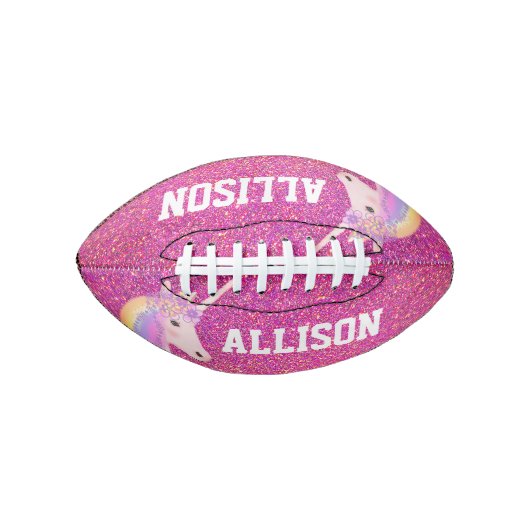 Girly Pink Glitter Unicorn Kinder American Football (Voorkant)