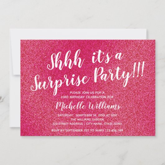 Girly Pink Glitter | Vertrouwelijke feestdag Kaart (Voorkant)