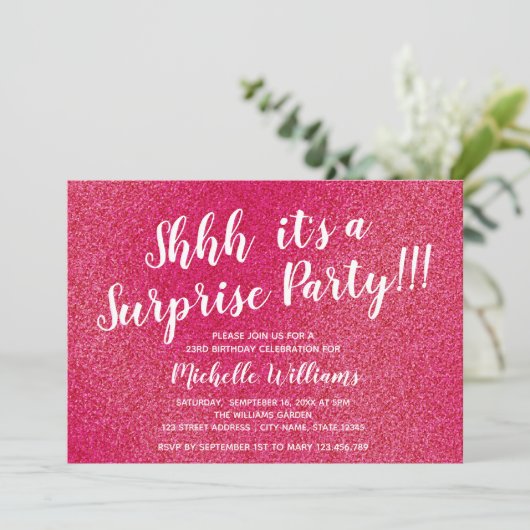 Girly Pink Glitter | Vertrouwelijke feestdag Kaart (Staand voorkant)