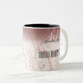 Girly Pink Glittery Luxury Beauty Salon Tweekleurige Koffiemok (Voorkant rechts)