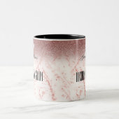 Girly Pink Glittery Luxury Beauty Salon Tweekleurige Koffiemok (Center)