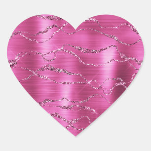 Girly Pink Glitz Glitter Hart Sticker