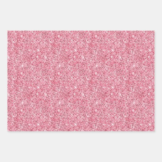 Girly Pink Glitz Glitter Inpakpapier Vel (Voorkant)