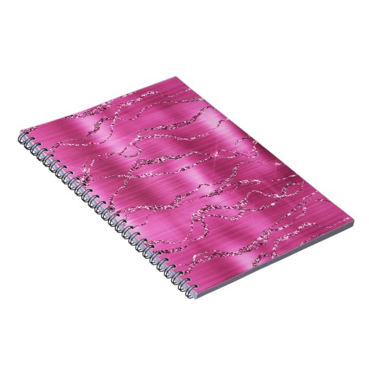 Girly Pink Glitz Glitter Notitieboek (Rechterzijde)