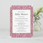 Girly Pink Glitzy Glam Glitter Leopard Baby shower Kaart (Staand voorkant)