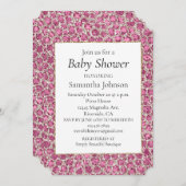 Girly Pink Glitzy Glam Glitter Leopard Baby shower Kaart (Voorkant / Achterkant)