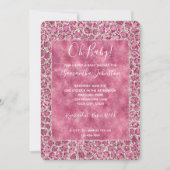 Girly Pink Glitzy Glam Glitter Leopard Baby shower Kaart (Voorkant)
