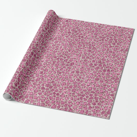 Girly Pink Glitzy Glam Glitter Leopard Print Cadeaupapier (Uitgerold)