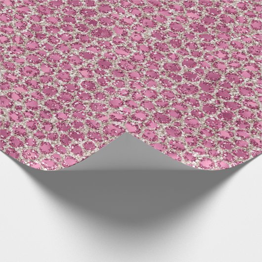 Girly Pink Glitzy Glam Glitter Leopard Print Cadeaupapier (Hoek)