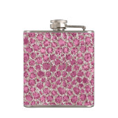 Girly Pink Glitzy Glam Glitter Leopard Print Heupfles (Achterkant)