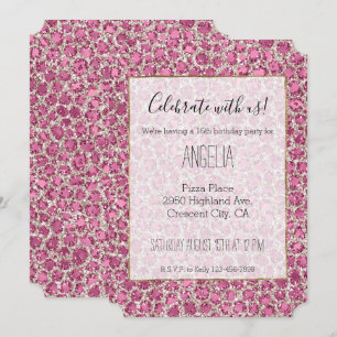 Girly Pink Glitzy Glam Glitter Leopard Print Kaart
