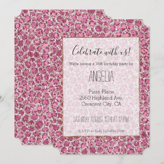 Girly Pink Glitzy Glam Glitter Leopard Print Kaart (Voorkant / Achterkant)
