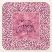 Girly Pink Glitzy Glam Glitter Leopard Print Kartonnen Onderzetters (Voorkant)