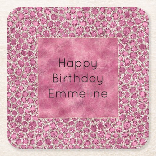 Girly Pink Glitzy Glam Glitter Leopard Print Kartonnen Onderzetters (Voorkant)
