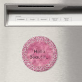 Girly Pink Glitzy Glam Glitter Leopard Print Magneet (Insitu (Vaatwasser))